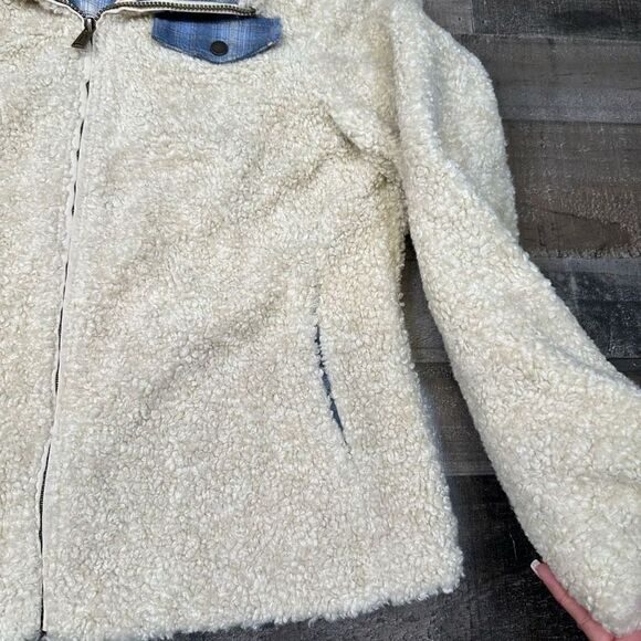 Pendleton Women’s Size Large Jacket Cream Sherpa Zip Up Fleece Fuzzy Shearling - Picture 5 of 9